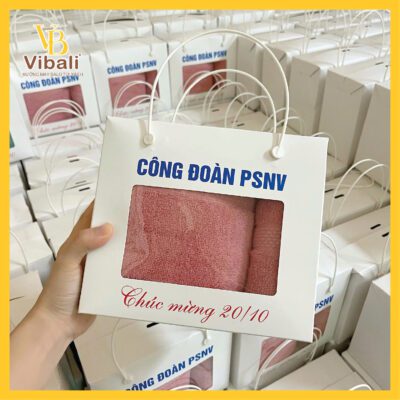 Set Khăn tắm Quà tặng Ý Nghĩa - Xưởng may khăn tắm in logo giá tốt Vibali set khăn quà tặng 20-10 xưởng may vibali