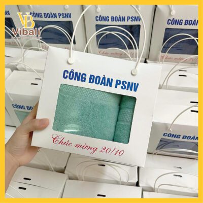 Set Khăn tắm Quà tặng Ý Nghĩa - Xưởng may khăn tắm in logo giá tốt Vibali set khăn quà tặng 20-10 xưởng may vibali