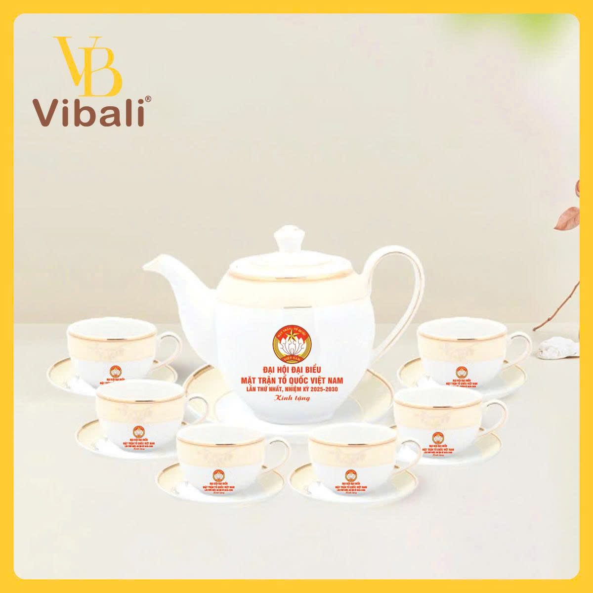 Quà tặng đại hội mặt trận tổ quốc ý nghĩa thiết thực Ấm chén quà tặng mặt trận tổ quốc