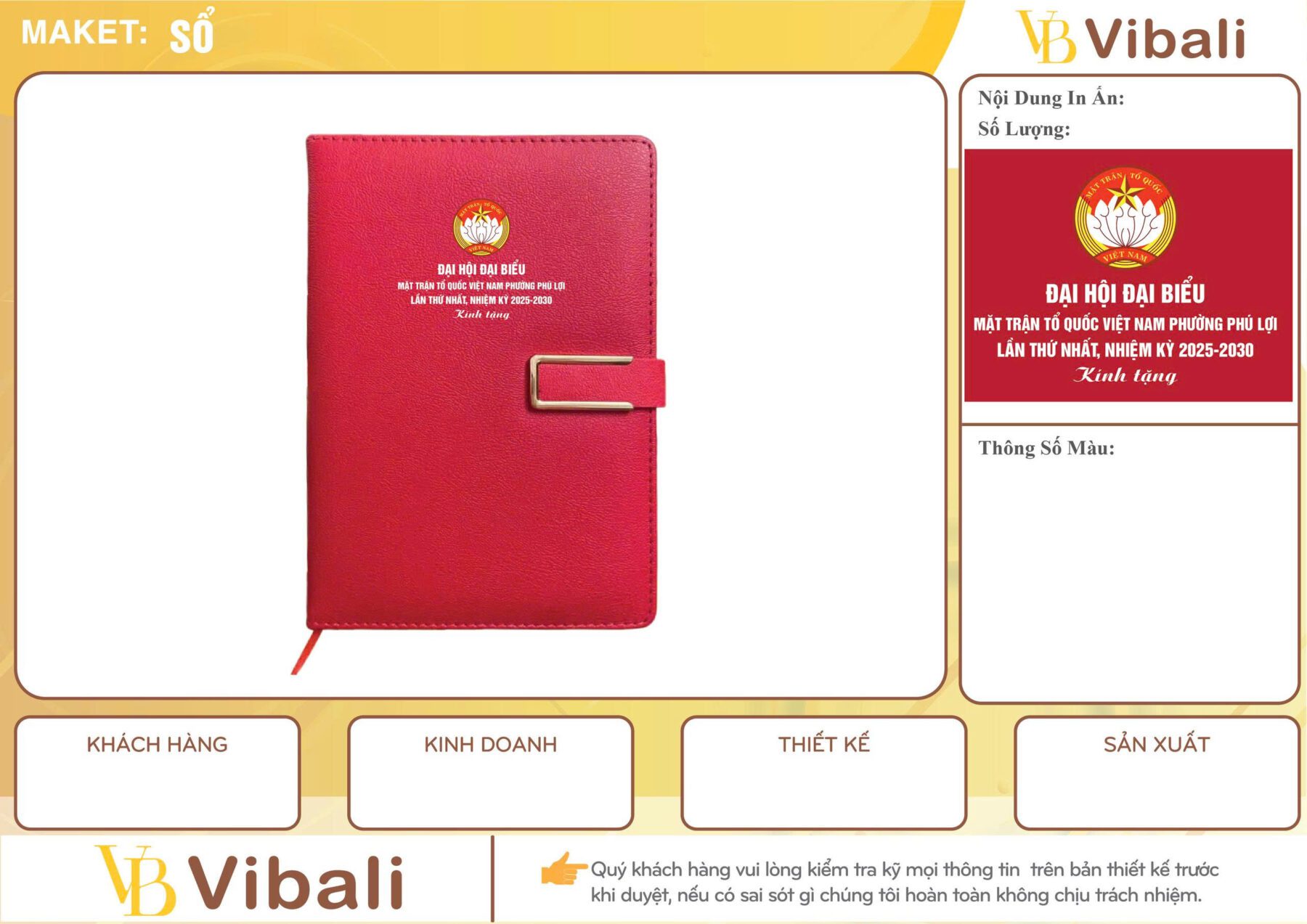 Quà tặng đại hội mặt trận tổ quốc ý nghĩa thiết thực Sổ da quà tặng Mặt Trận Tổ Quốc Việt Nam
