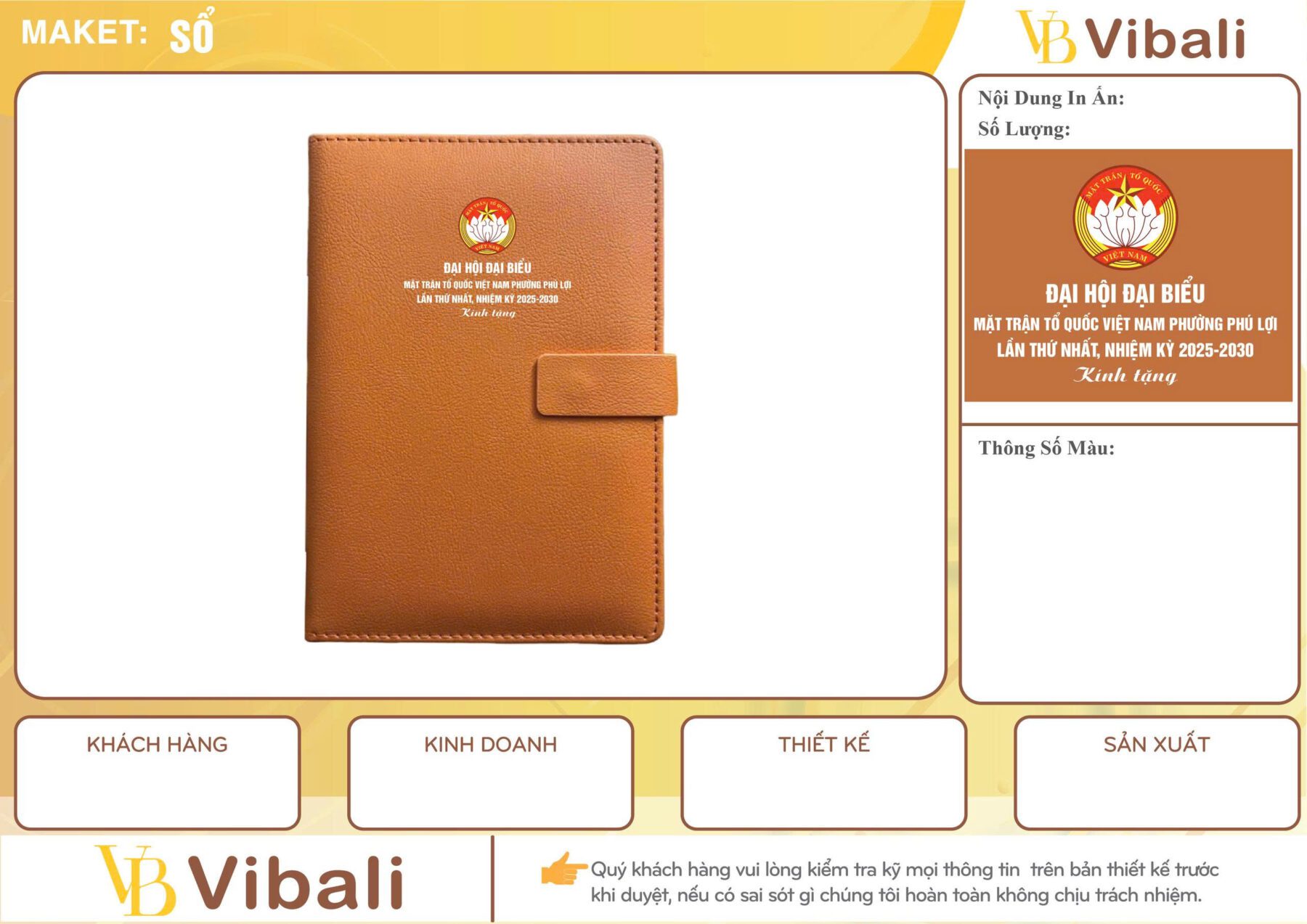 Quà tặng đại hội mặt trận tổ quốc ý nghĩa thiết thực Sổ da quà tặng Mặt Trận Tổ Quốc Việt Nam