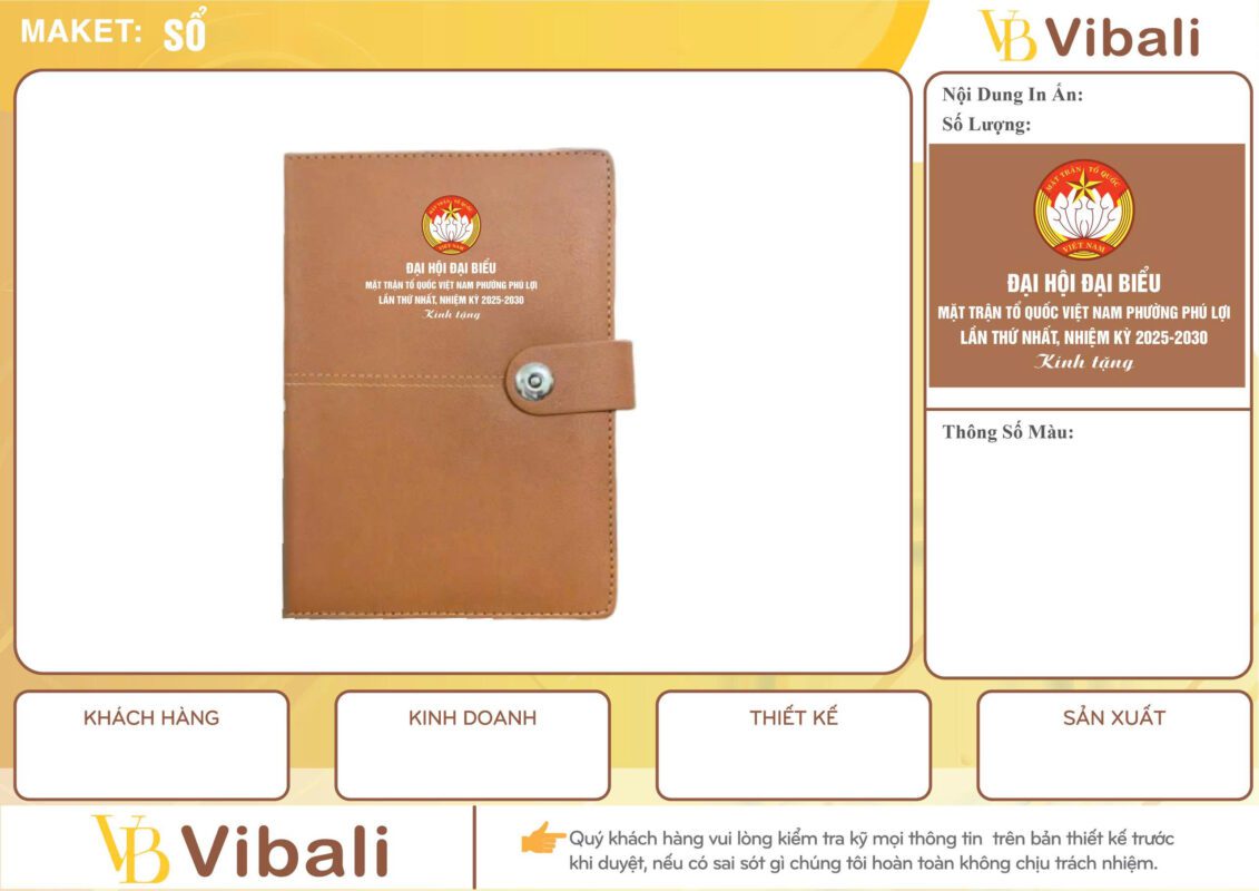 Quà tặng đại hội mặt trận tổ quốc ý nghĩa thiết thực Sổ da quà tặng Mặt Trận Tổ Quốc Việt Nam