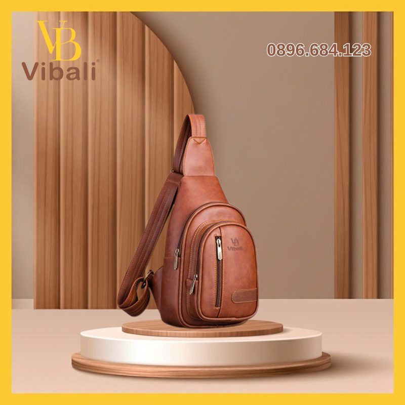 Túi da đeo chéo nam màu bò đậm VBTC004
