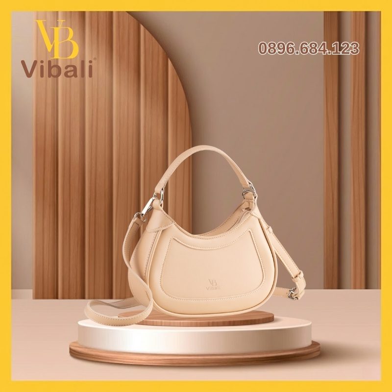 Túi xách da cho nữ màu kem VBTX012
