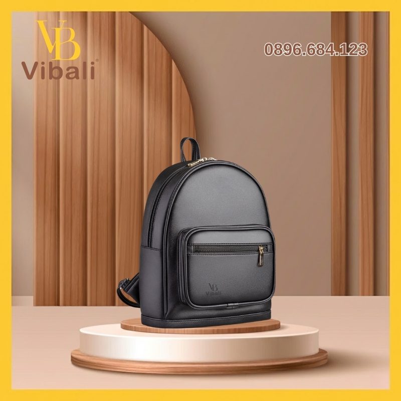 Top mẫu Balo laptop công sở in logo được ưa chuộng 2026 Balo da nữ màu đen VBBD07