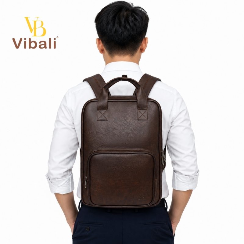 Balo in logo quà tặng tết đoàn viên thiết thực và ý nghĩa Mau nam mang balo da VBBD15
