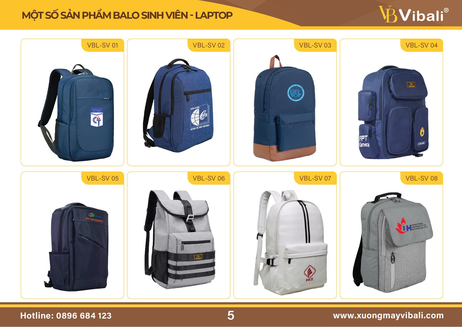 Balo trường Trần Quốc Tuấn VBB057 Vibali xưởng may các mẫu Balo Hot Trend Tại TP.HCM & Toàn Quốc