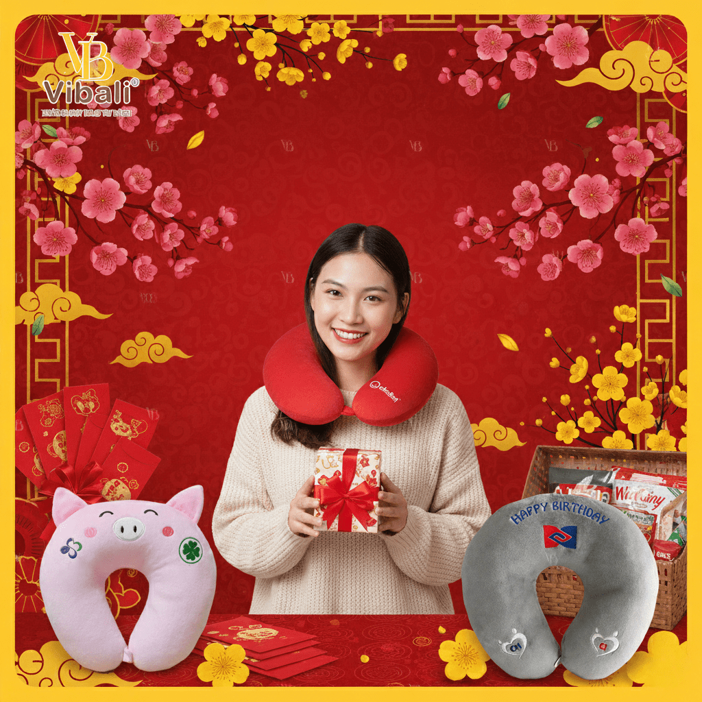 Gợi ý 25+ set quà tết cho nhân viên, người lao động mà doanh nghiệp nên chọn gối chữ U in logo theo yêu cầu được nhiều doanh nghiệp lựa chọn