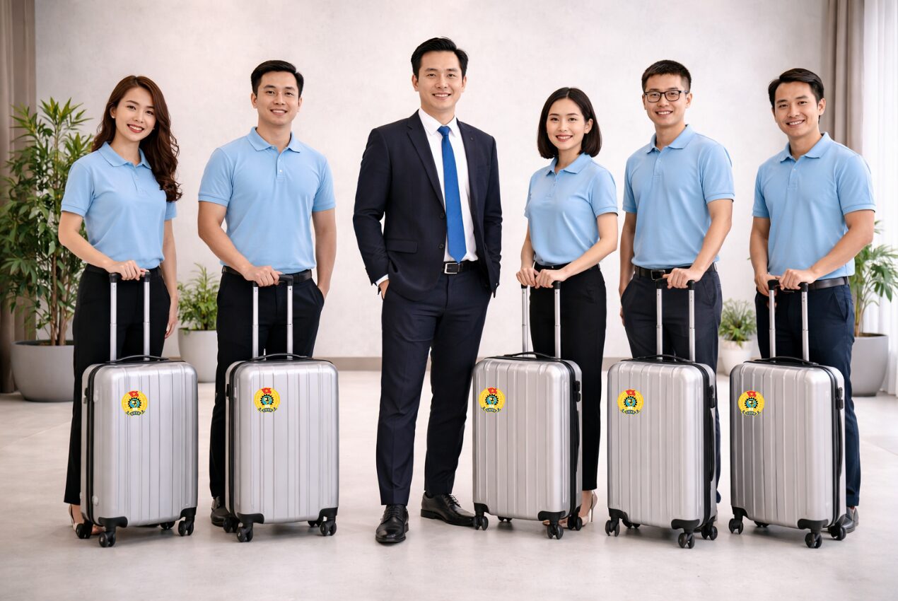 Vali in logo lam qua tang cong doan cho nhan vien