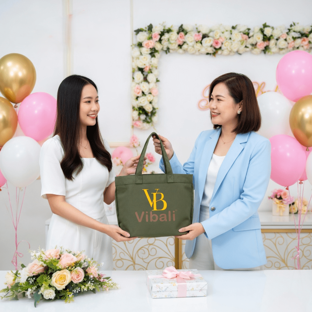 tui tote vai canvas in logo lam qua tang doanh nghiep