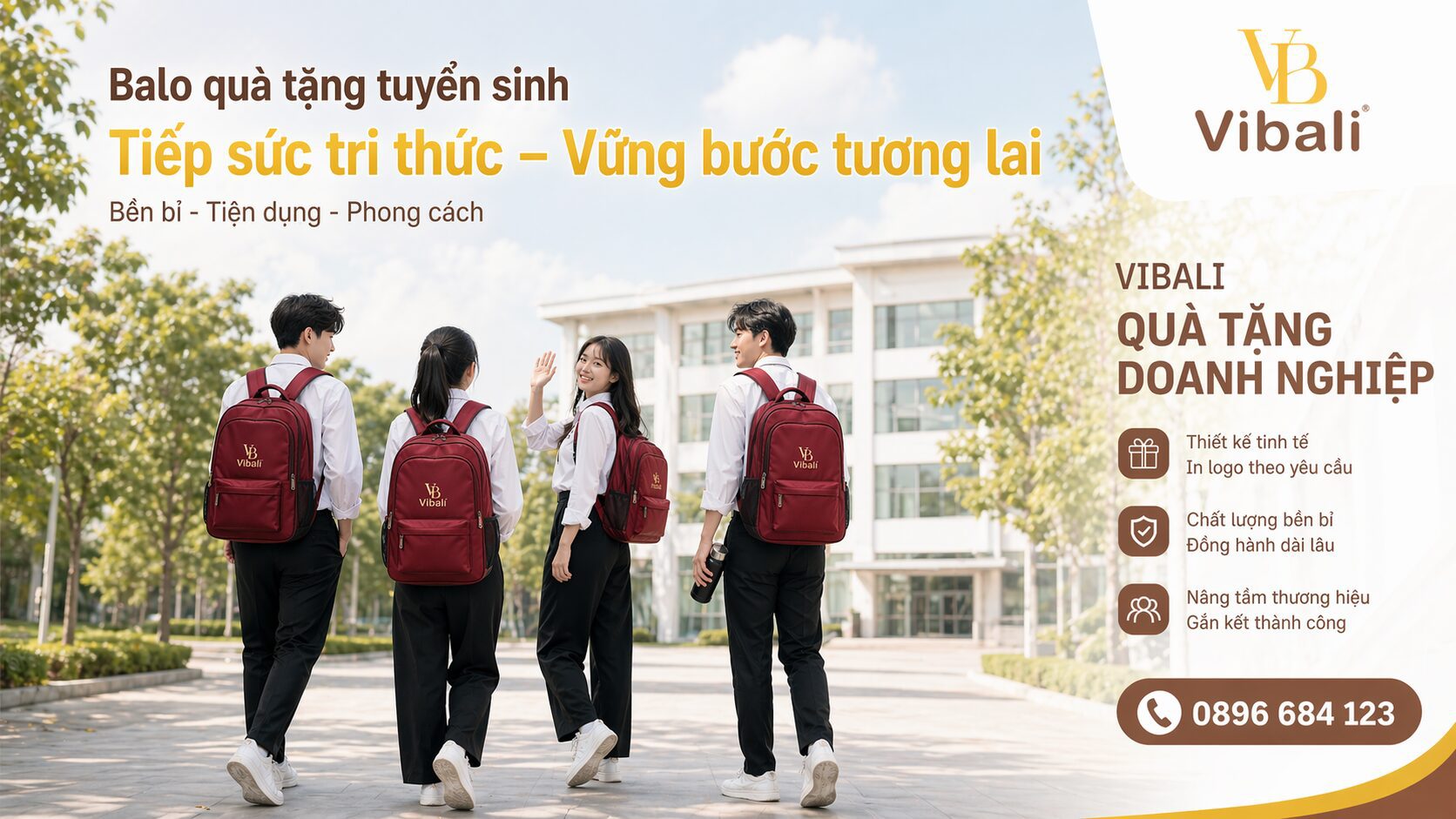 Gợi ý mẫu balo quà tặng tuyển sinh năm học mới giá xưởng Balo qua tang tuyen sinh cho cac truong trung hoc gia re