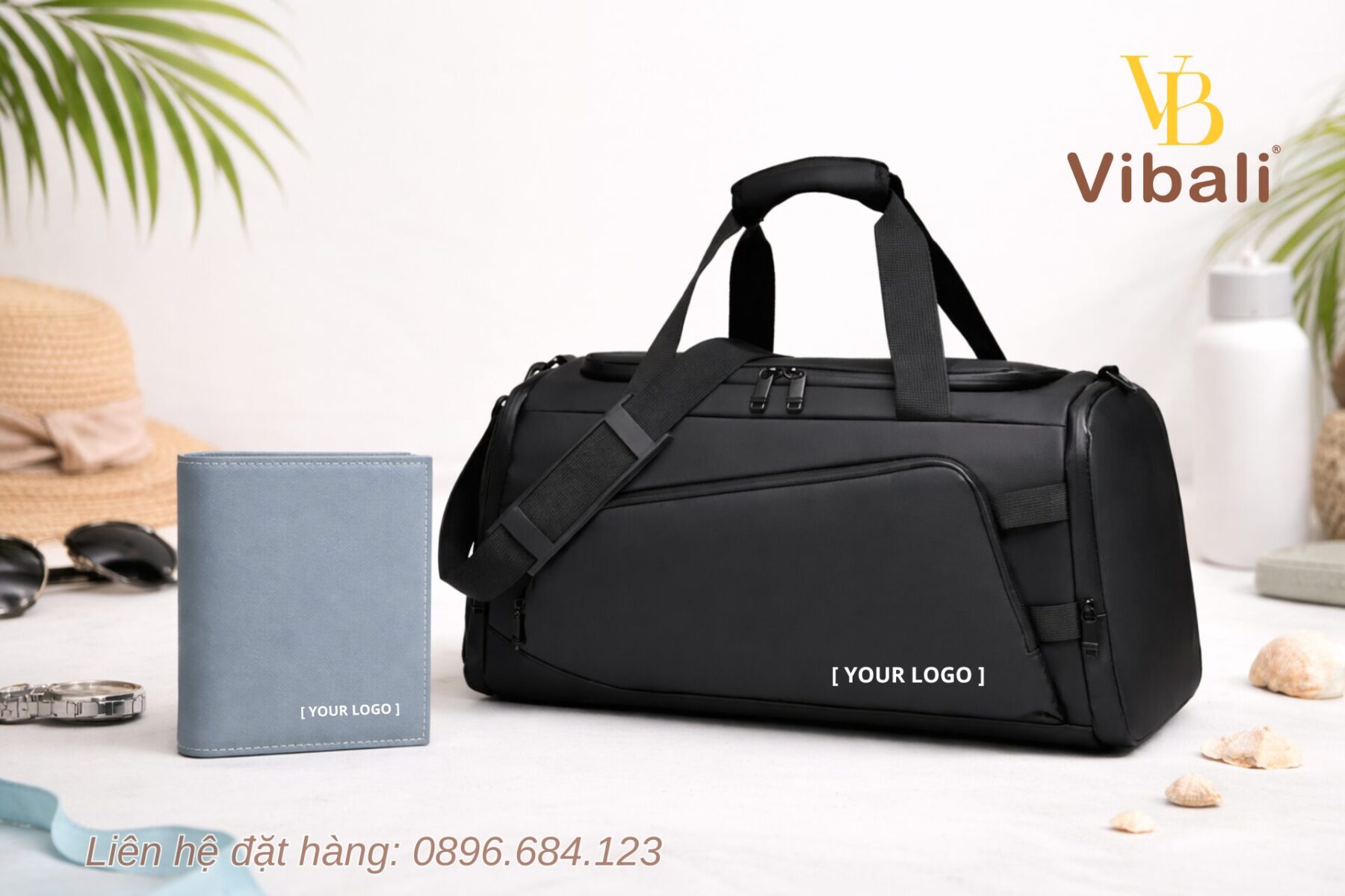 Combo quà tặng du lịch in thương hiệu làm quà tặng ngày 30/4 Combo quà tặng ví và túi du lịch in logo giá rẻ