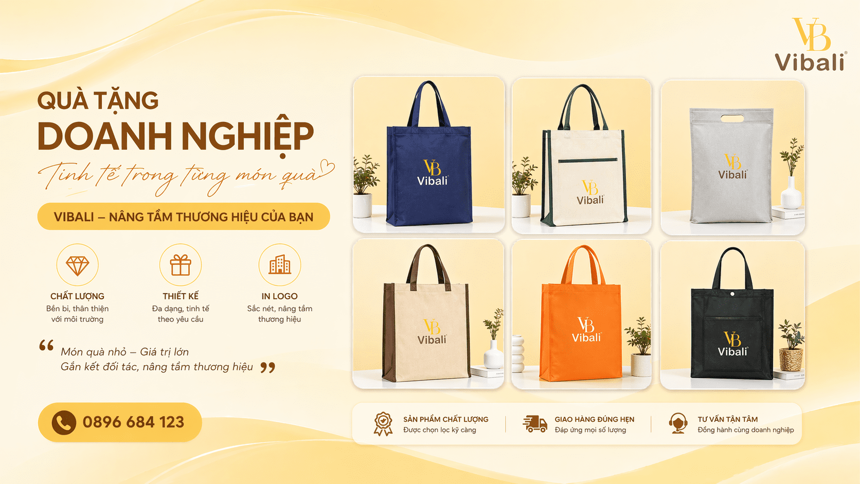 Qua tang tui vai khong det in logo gia re