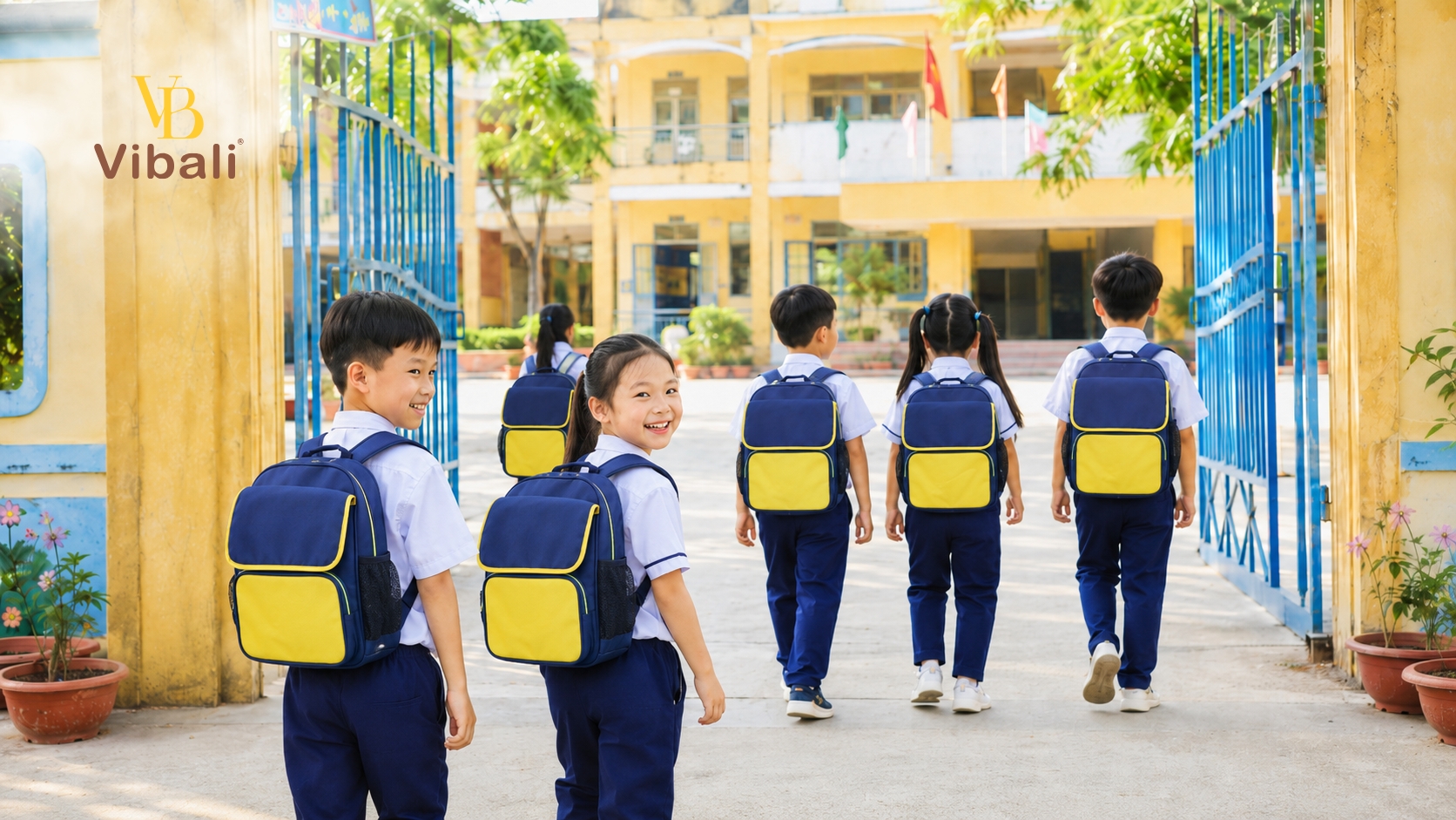 Vibali - Xưởng may cặp học sinh tiểu học theo yêu cầu giá tốt HCM Xưởng may cặp học sinh tiểu học in logo trường học theo yêu cầu