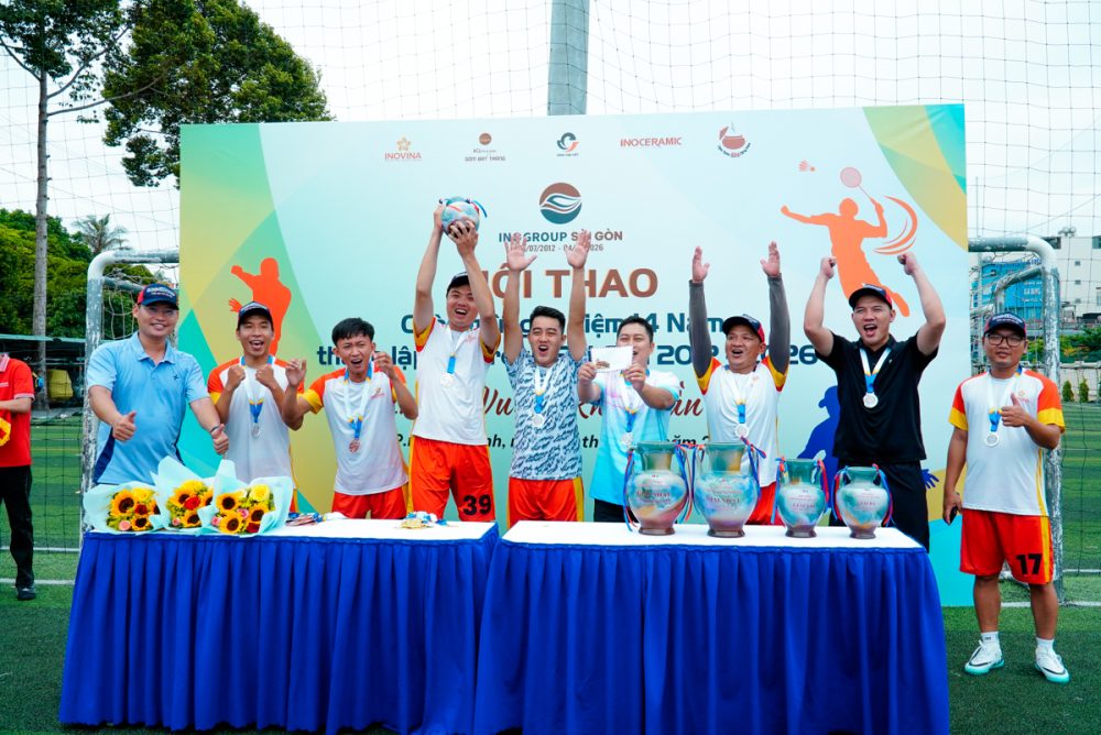 Hội thao kỷ niệm 14 năm thành lập INOGROUP Sài Gòn INO VINA đạt giải nhì bóng đá nam tại Hội thao kỷ niệm 14 năm thành lập INOGROUP Sài Gòn
