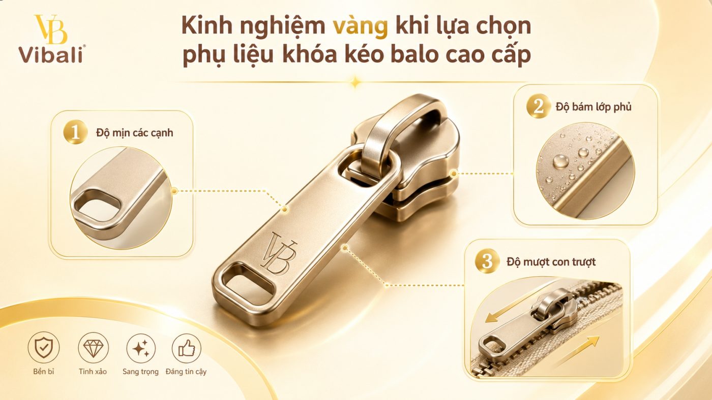 Bí quyết chọn đầu khóa kéo hợp kim chống bong tróc, gỉ sét cho Xưởng May Kinh nghiệm vàng khi lựa chọn phụ liệu khóa kéo cho balo cao cấp