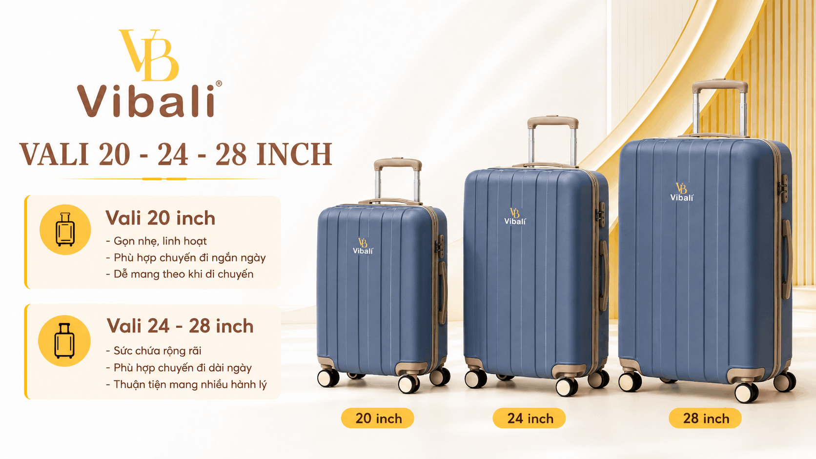 Xưởng sản xuất Vali quà tặng trung tâm du học in logo hot trend 2026 Hướng dẫn chọn kích thước Vali quà tặng trung tâm du học in logo hot trend