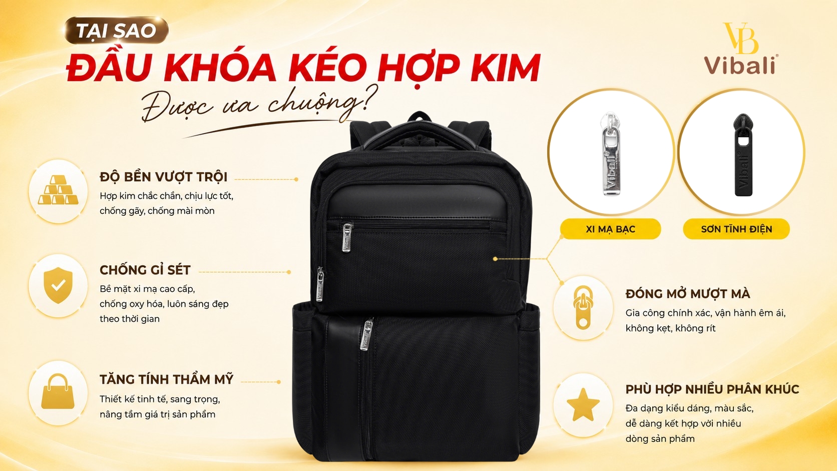 Bí quyết chọn đầu khóa kéo hợp kim chống bong tróc, gỉ sét cho Xưởng May đầu khóa kéo hợp kim được dùng trong sản xuất balo