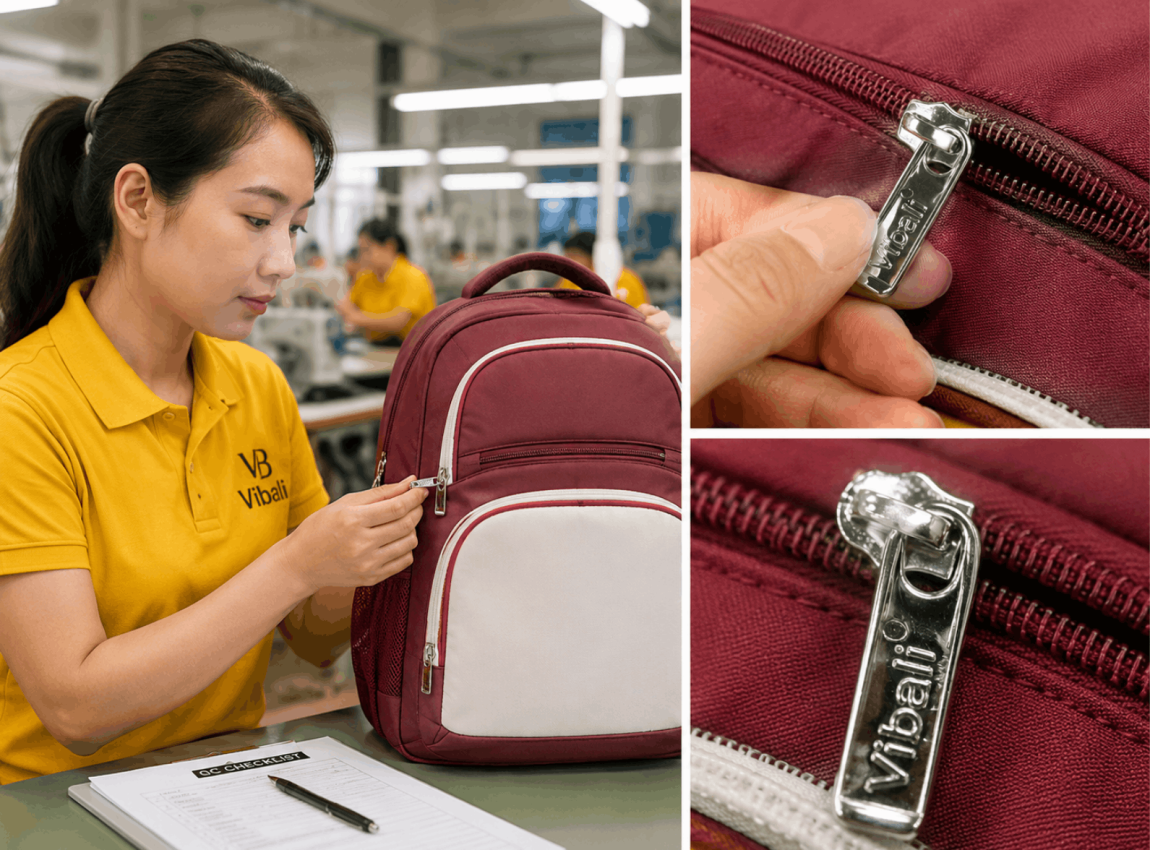 phụ kiện khóa kéo hợp kim cao cấp trên balo học sinh