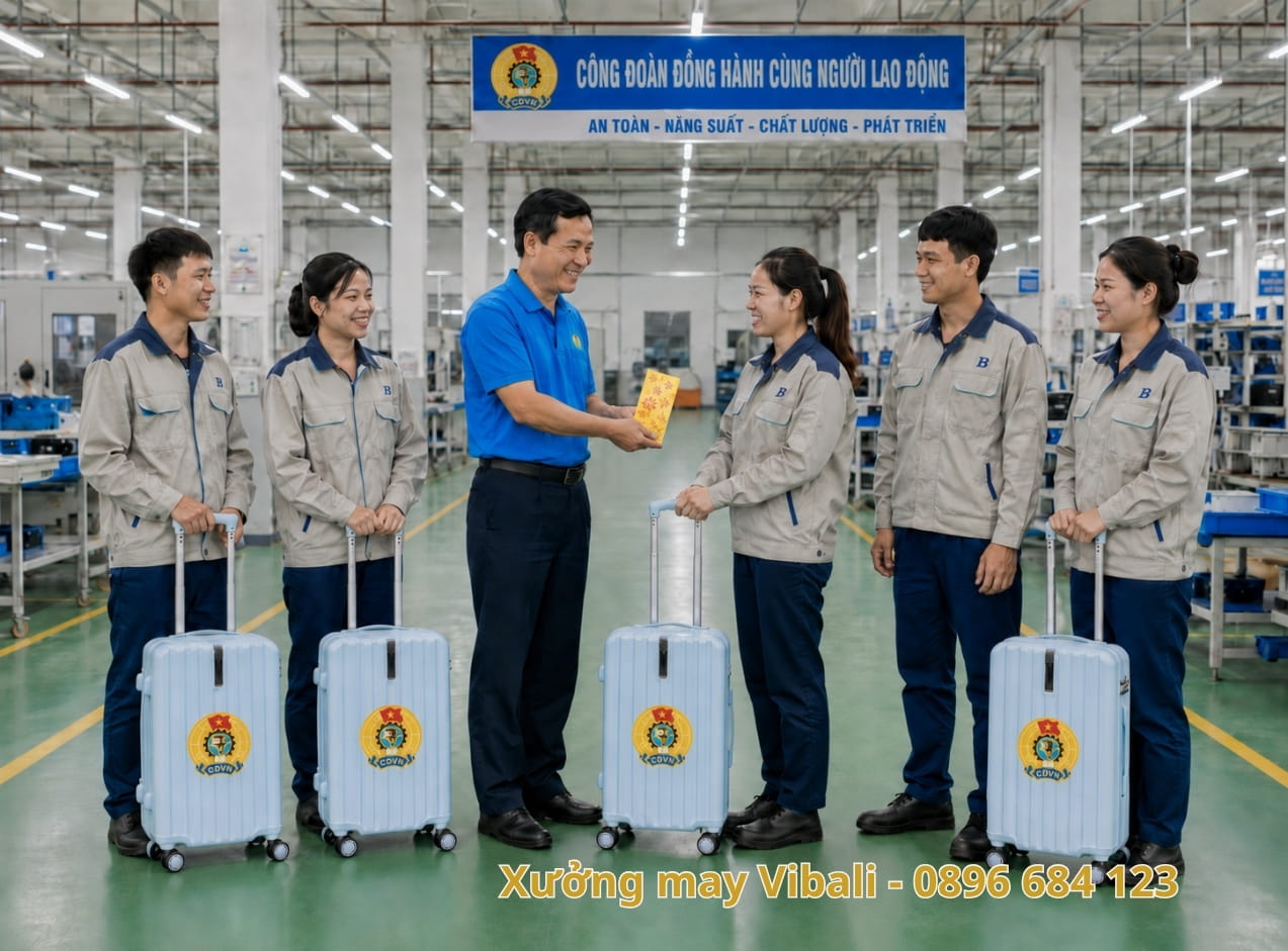 Chào mừng kỷ niệm 97 năm Ngày thành lập Công đoàn Việt Nam (28/7/1929 - 28/7/2026) vali in logo quà tặng thiết thực cho người lao động