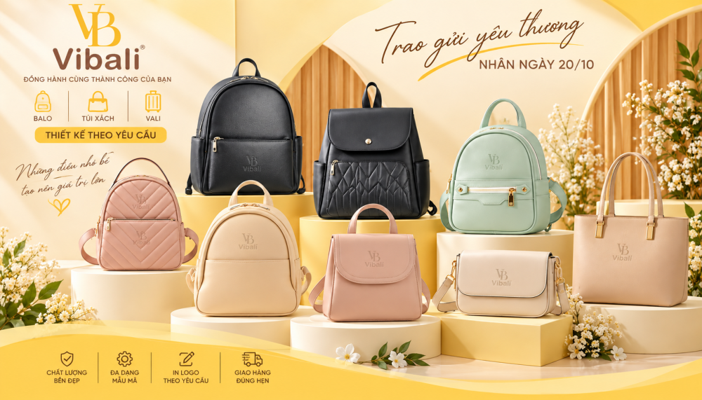 Mẫu balo túi xách làm quà tặng doanh nghiệp 20/10 tại Vibali