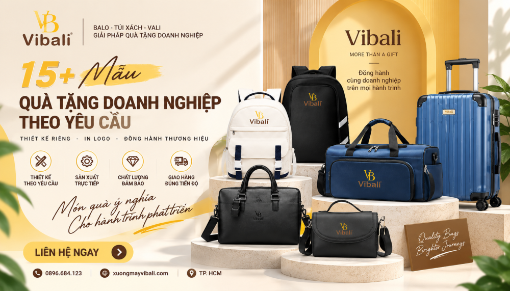 15+ Mẫu Quà Tặng Doanh Nghiệp Theo Yêu Cầu Đẹp, Thiết Kế Riêng, In Logo 15+ mẫu quà tặng doanh nghiệp theo yêu cầu gồm balo, túi xách, cặp laptop và vali in logo tại Vibali.