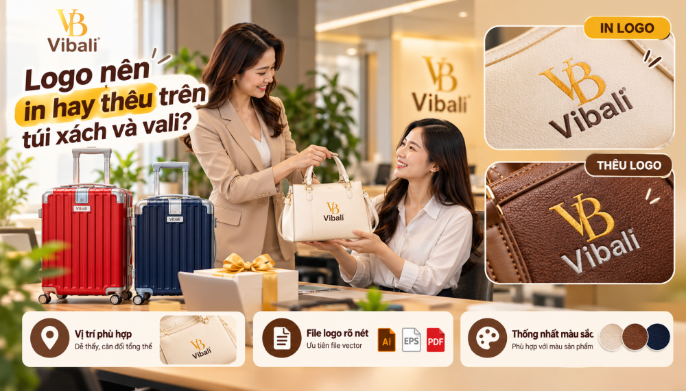 Túi Xách – Vali Quà Tặng Doanh Nghiệp In Logo Từ 50 Cái In hay thêu logo trên túi xách và vali? Lựa chọn phương pháp phù hợp với chất liệu và thiết kế sản phẩm.