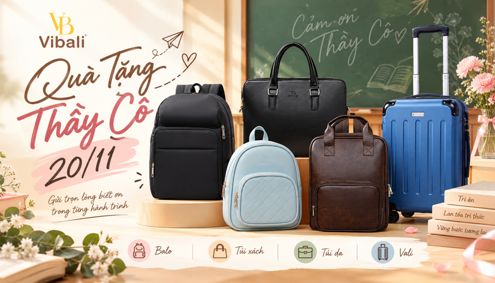 Quà Tặng Thầy Cô 20/11 – Gợi Ý Balo, Túi Xách, Túi Da Và Vali Quà tặng thầy cô 20/11 với balo, túi xách, túi da và vali tại Vibali